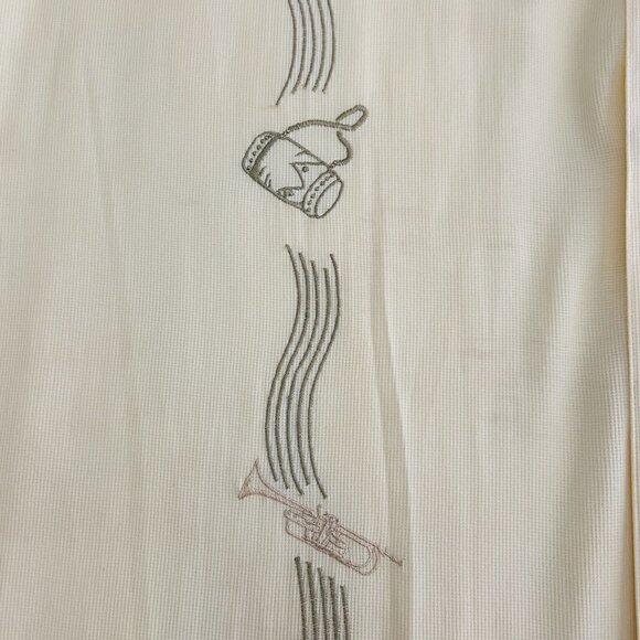 Vintage Cherokee Waikiki Wear Men's L Tan Rayon Camp Shirt Guitar Embroidery - Picture 6 of 13